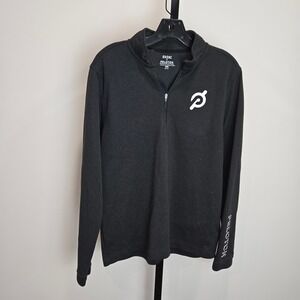 Peloton Rhone Quarter Zip Pullover Mens M Medium Black Logo Long Sleeve Athletic
